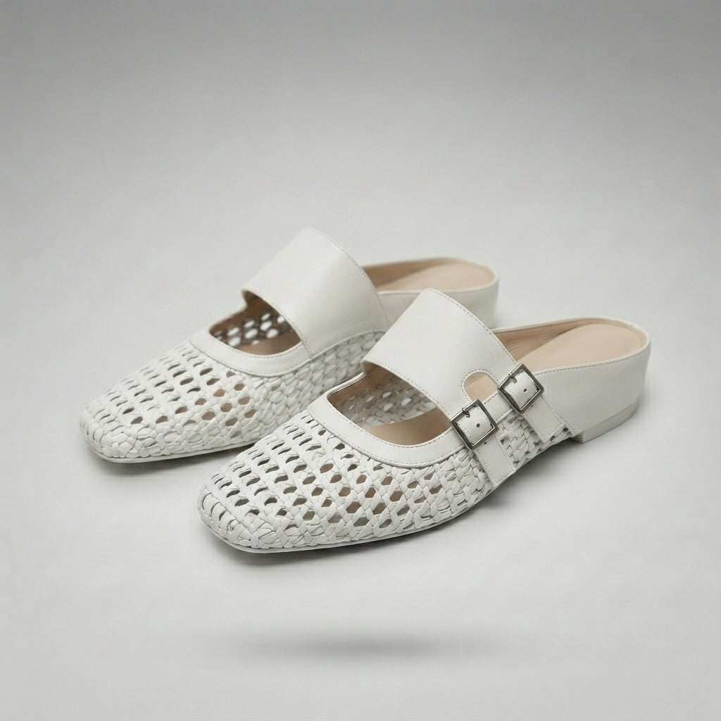 SIENA™ | Sandalias de Cuña Tejidas con Punta Cuadrada