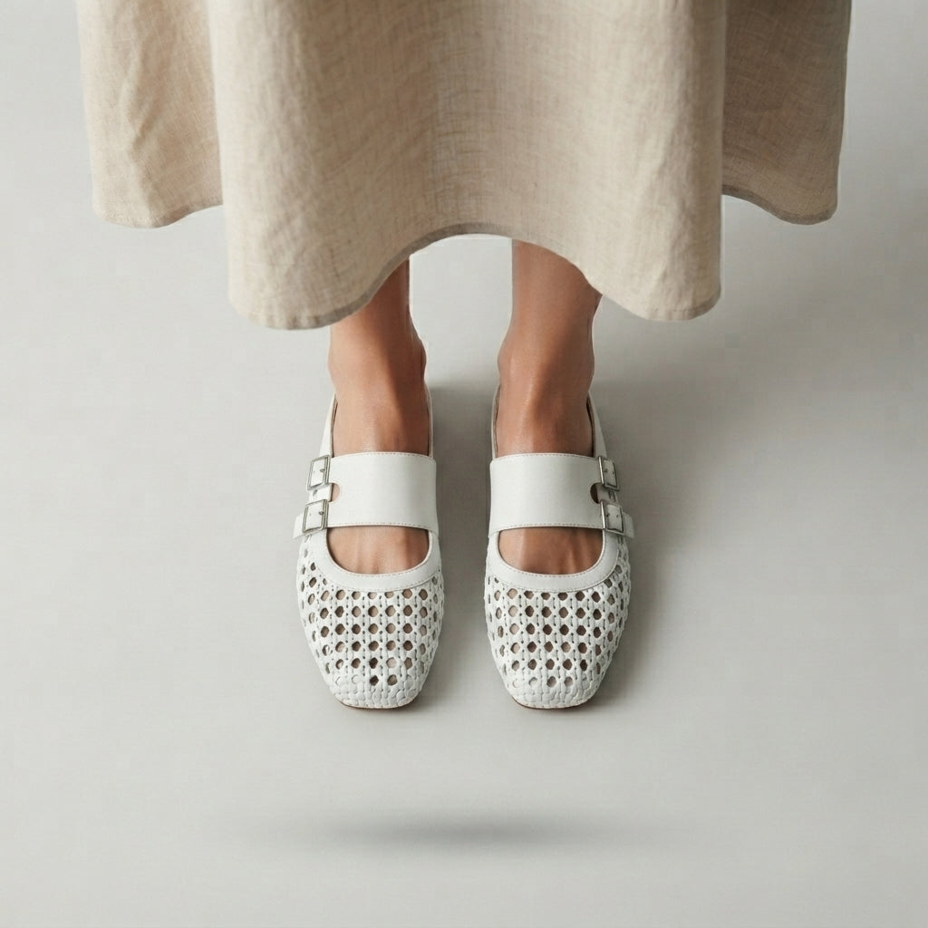 SIENA™ | Sandalias de Cuña Tejidas con Punta Cuadrada
