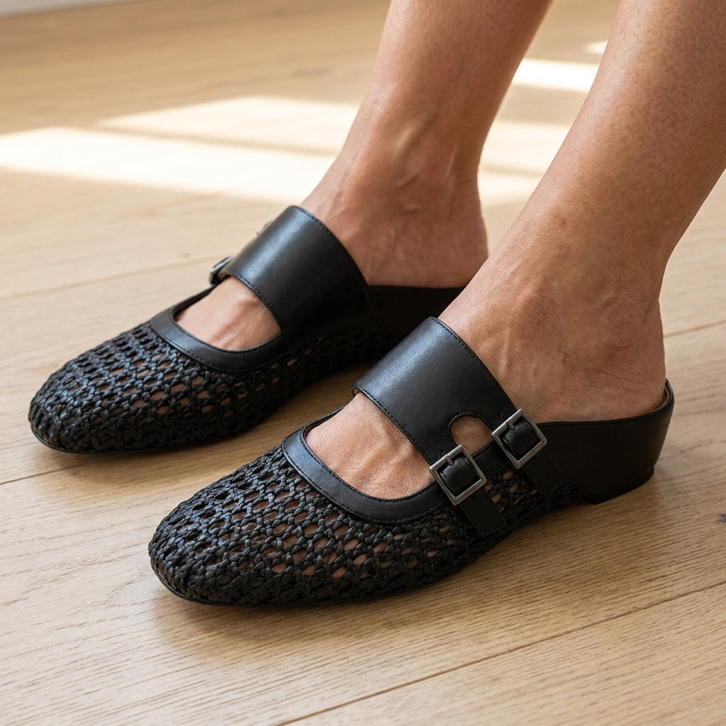 SIENA™ | Sandalias de Cuña Tejidas con Punta Cuadrada