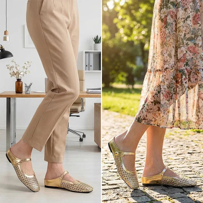 ALESSIA™ | Zuecos en Tejido Trenzado con Punta Cuadrada